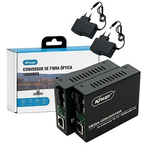 CONVERSOR DE FIBRA OPTICA 100MBPS RJ45 BIVOLT 110/220VAC KP-AD146