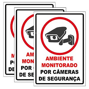 KIT 3 PLACAS SINALIZADORAS, MOD.: AREA MONITORADA BOM-7522