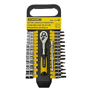 CONJUNTO CHAVE CATRACA REVERSIVEL 28 PCS BOM-3209