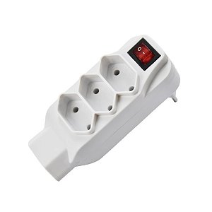 EXTENSAO DE TOMADA COM 3 TOMADAS E CHAVE LIGA DESL SL6012