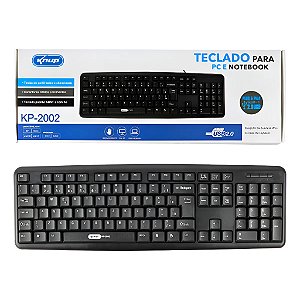 TECLADO COM FIO PARA MICROCOMPUTADOR OU NOTEBOOK CONEXAO USB ABNT2 PRETO KNUP KP-2002