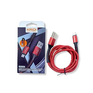 CABO USB PARA MICRO USB KAIDI CARREGAMENTO RÁPIDO REVESTIDO POR LIGA METÁLICA 1M KD-2501M