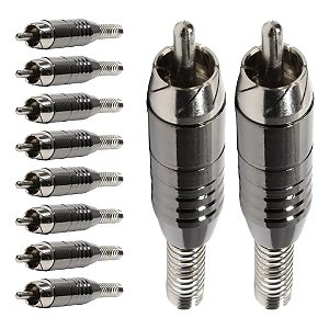 PLUG RCA EM NIQUEL COM CAPA PRETA E MOLA DE 6MM DE DIAMETRO PGRC0026