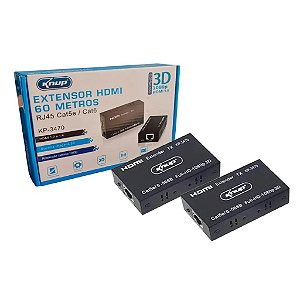 CONVERSOR HDMI 60 METROS VIA CABO DE REDE RJ 45 FULL HD 1080P KP-3470