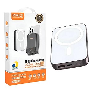 CARREGADOR POWER BANK, MAGNETICO 10.000MAH KAIDI KD-998