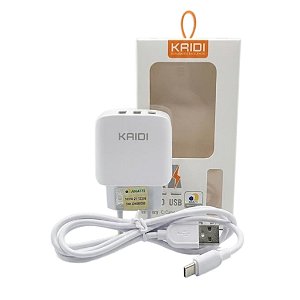 CARREGADOR DE TOMADA, COM 3 SAIDAS USB DC5V, 3.1A TIPO-C 1 MT KD-557C