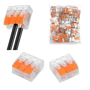 CONECTOR DE EMENDA 3 VIAS 100 PEÇAS CER-20W-P100 4186