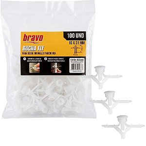 BUCHA FLY P/ GESSO E DRYWALL 6" PACOTE 100 PEÇAS 52240