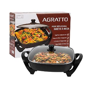 PANELA ELETRICA MANGIARE APEQ01I-02 PRETA QUADRADA 30CM 1500W 220V AGRATTO