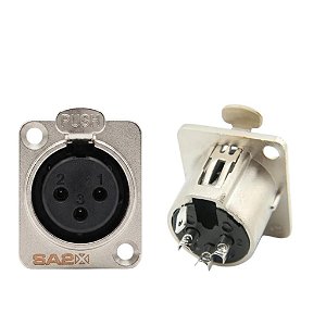 CONECTOR XLR PAINEL FEMEA SA2X NIQUELADO - SANTO ANGELO