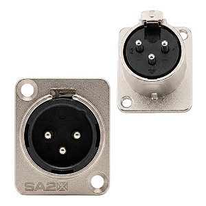 CONECTOR XLR PAINEL  MACHO SA2X NIQUELADO - SANTO ANGELO