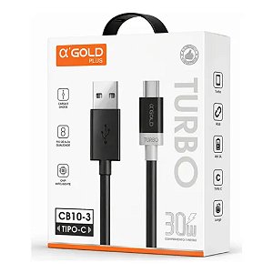 CABO USB PARA TIPO-C 1M 30W A' GOLD CB10-3