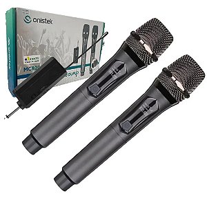 MICROFONE DINAMICO SEM FIO DUPLO UHF BATERIA RECARREGAVEL ON-MC820