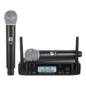 MICROFONES SEM FIO KIT 2 E 1 BASE RECEPTORA ON-MC810