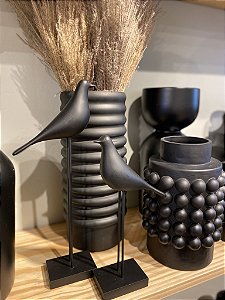 Escultura pássaro preto P