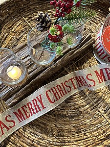 Fita natural "Merry Christmas"
