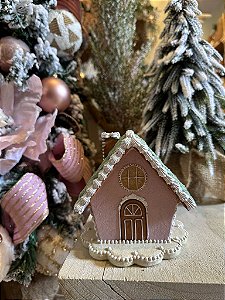 Casinha verde e rosa em resina