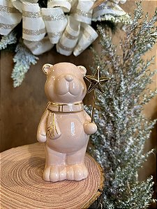 Urso rosa e dourado