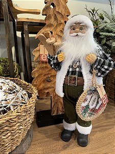 Papai noel em pé verde e preto 45cm