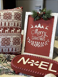 Placa Merry Christmas vermelha