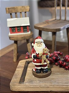Papai noel com urso 18cm