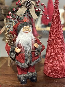 Papai noel vermelho e cinza 30cm