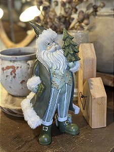 Papai Noel verde e branco 32cm
