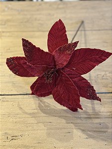 Poinsetia decorativa vermelha com glitter