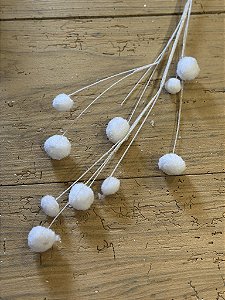 Galho pompom branco 88cm