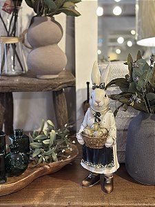 Coelha com cesta de ovos em resina