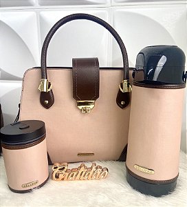 Kit 3 peças mateira, térmica 1 litro e porta ervas