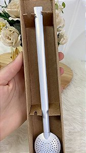 Bomba de chimarrão branca perolada