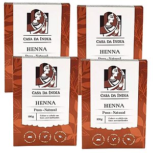 KIT 4 Henna Pó pura Casa da Índia
