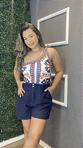 Body assimétrico azul de copas