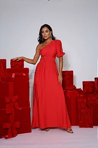 Vestido manga assimétrica