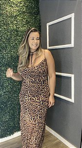 Vestido tule fluido leopardo