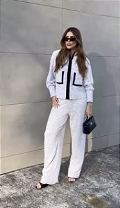 Conjunto tricot blusa manga