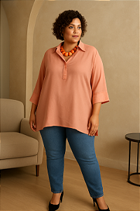 CAMISA SOCIAL ROSA PLUS