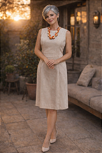 VESTIDO TUBO BEGE