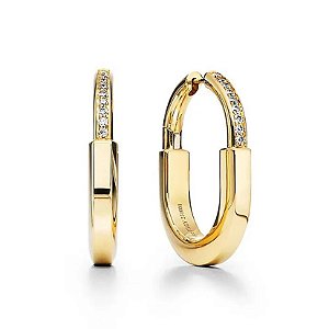 BRINCO ARGOLA LOCKED OURO CRAVEJADA PEQUENA