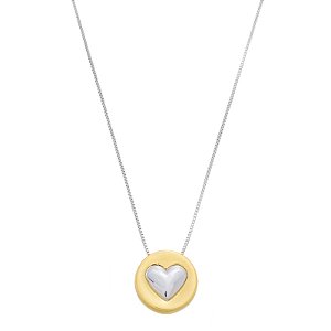 COLAR CORAÇÃO DUO OURO E RÓDIO