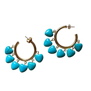 ARGOLA CORAÇÃO TURQUESA