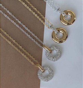 Colar banho ouro cravejado dodo