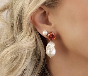 Brinco pérola barroca Aperol