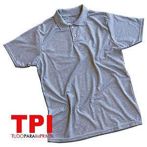 Camisa Gola Polo Cinza Mescla Adulto