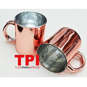 Caneca de Vidro 320ml Cromada Rose Gold - Nacional