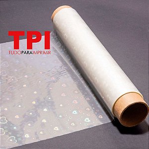 Bopp Holográfico 3D Coração 22cm x 1m