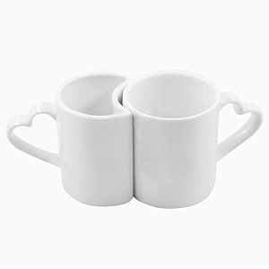 Caneca Coração Dupla Branca Love - Mecolour