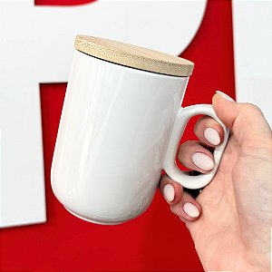 Caneca Sublimática Slim 350ml com Tampa de Bambu – Design Sofisticado para Personalização Premium