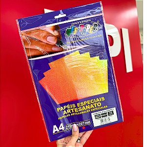 Papel Artesanato Especial A4 250g – Lamicote Holográfico Vermelho | Off Paper